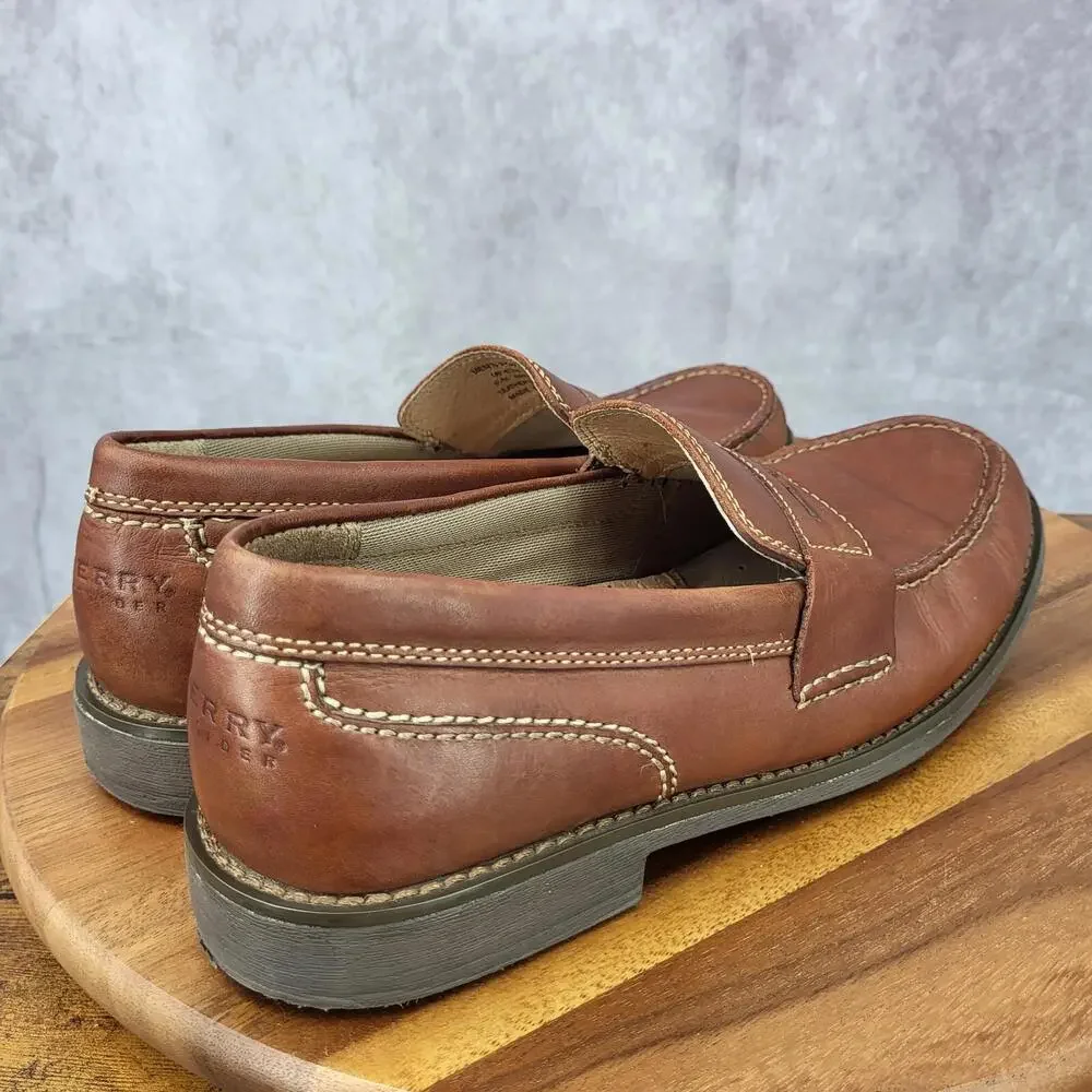 Sperry Top Sider Penny Loafers‎ Mens 9.5 M Brown Leather Slip On Shoes
